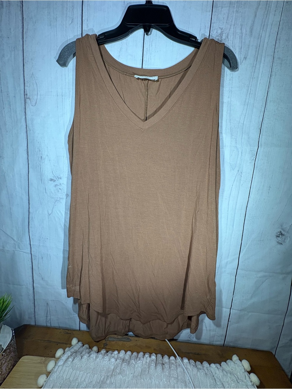 Zenana Outfitters Sleeveless V-Neck Tank Top — Brown